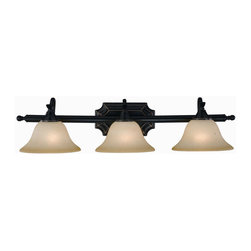 Dover Series Oil Rubbed Bronze 3 Light Bathroom Vanity Wall Fixture - Bathroom Vanity Lighting