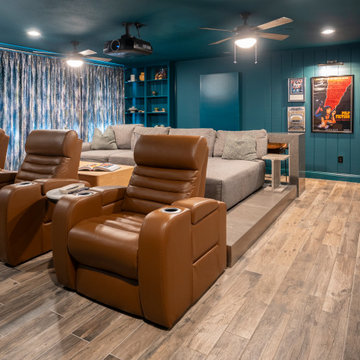 Moody modern transitional home theater