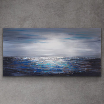 36x60 " Blue coastal painting Large Modern contemporary beach art Custom order