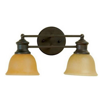 Craftmade Vanity Light With Tea-Stained Glass Shades, Aged Bronze Finish