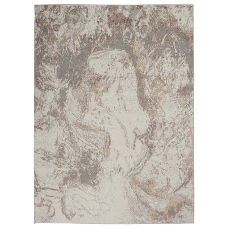 Nourison Elation 5'3" x 7'3" Ivory Grey Modern Indoor Area Rug