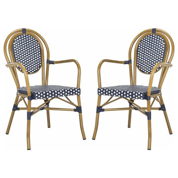 Safavieh Rosen Stackable Arm Chairs, Set of 2, Navy