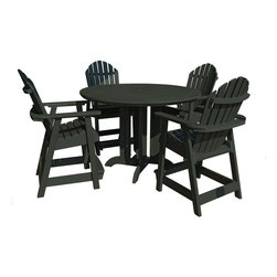 Highwood - Adirondack Hamilton 5pc Round Counter Height Outdoor Dining Set, Charleston G... - Outdoor Pub And Bistro Sets