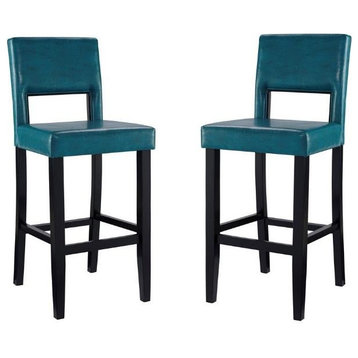 Home Square 2 Piece 30" Height Wood Bar Stool Set in Agean Blue
