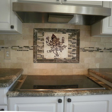 Kitchen Backsplash Tile- Custom Carving: "Dancing Ganesh"