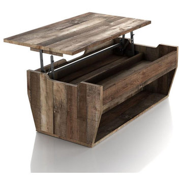 Bowery Hill Wood Lift-Top Coffee Table in Reclaimed Barnwood