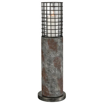 26 Inch Outdoor Pillar Candle Holder Wire Grate made of Concrete-Metal in