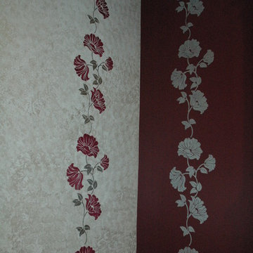 Poppy floor to ceiling stencil over silver faux, then reversed