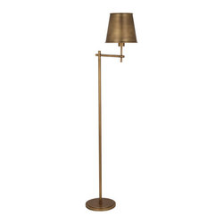 Robert Abbey Aiden Swing Arm Floor Lamp, Aged Brass - Floor Lamps
