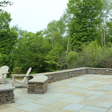 Semi-circle fire pit entry and vast, Bluestone patio