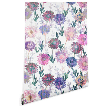 Deny Designs Schatzi Brown Gillian Floral White Wallpaper, Pink, 2'x10'