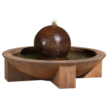 Low Zen Sphere Garden Water Fountain, Verde