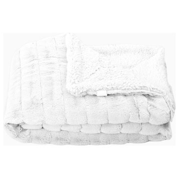 Super Mink Faux Fur Throw Blanket, Bright White, 60"x80"