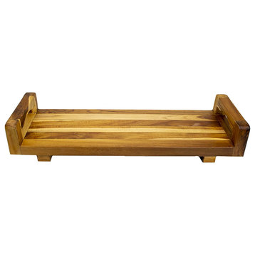 29"W Natural Teak Bath Tray and Seat with Handles