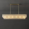 Chrome/Gold Rectangle Crystal Hanging Chandelier For Dining Room, Living Room, L39.4"