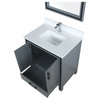 30" Dark Gray Single Vanity, White Sink and 28" Mirror With Faucet