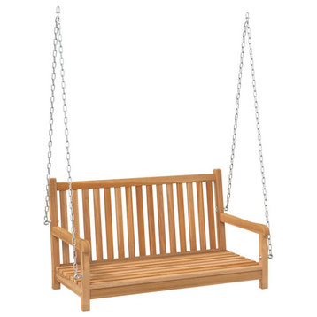 vidaXL Swing Bench Patio Swing Chair Outdoor Hanging Daybed Solid Teak Wood