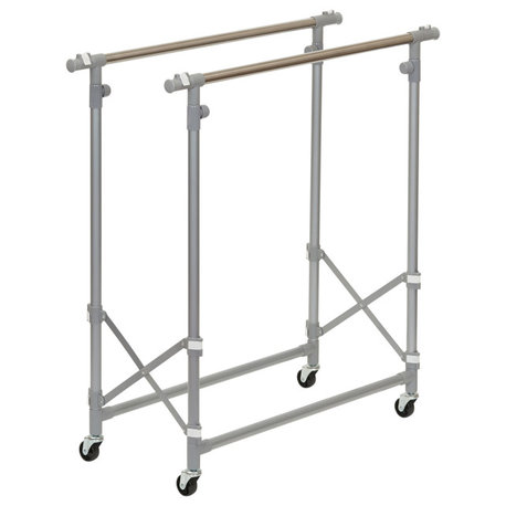 3307-1 Folding Double Garment Rack, Wheels, Hang, Dry Clothes