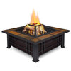 Morrison Fire Pit with Natural Slate Top in Black
