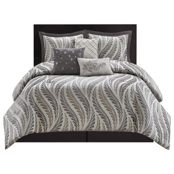 Capella 7 Piece Comforter Bedding Set, Leaves, California King