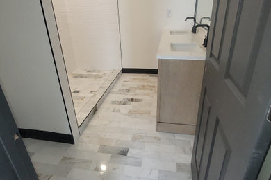 White and Grey Tile Bathroom