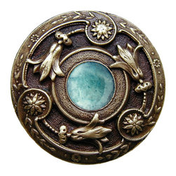 Inviting Home Inc. - Jeweled Lily Knob, Antique-Style Brass With Green Aventurine - Cabinet And Drawer Knobs