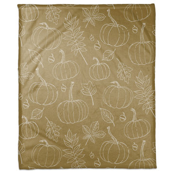 Mustard Yellow Fall Pattern 50x60 Coral Fleece Blanket