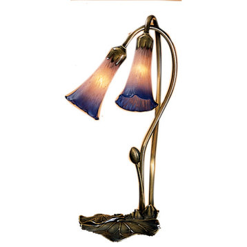 Meyda lighting 14064 16"H Pink/Blue Pond Lily 2 LT Accent Lamp