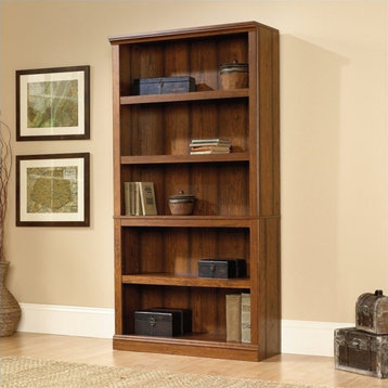 Home Square Modern 2 Piece Wood Bookcase Set with 5 Shelf in Washington Cherry