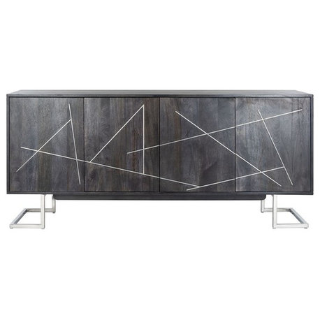 Safavieh Couture Penn Geometric 4 Door Sideboard Black/Silver