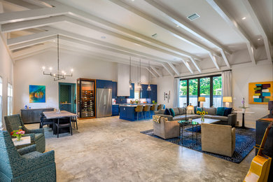 Small beach style home design photo in Houston