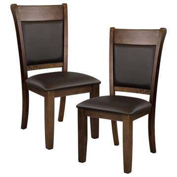 Lexicon Wieland 19" Transitional Wood Dining Room Side Chair in Brown (Set of 2)