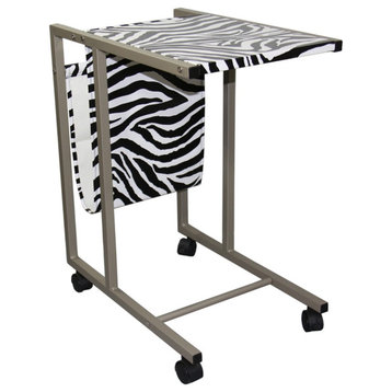 Modern Zebra Print Metal Laptop Cart And Desk
