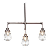 Meridian 3-Light Bar, Brushed Nickel Finish and Clear Bubble Glass