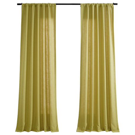 Ochre Classic Faux Linen Curtain Single Panel, 50W x 96L