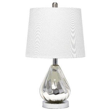 Elegant Designs Chrome Ripple Table Lamp with White Shade