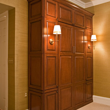 Custom Stained Cherry Wallbed, Media Closet and Wardrobe Closet