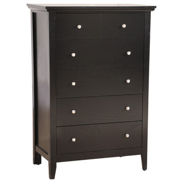 Hammond 5-drawer Wooden Chest Dresser, Black