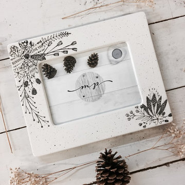 Hand Painted Flower Ceramic Tabletop Photo Frame