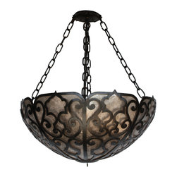PN-081 Custom Iron and MIca Pendant Light - Pendant Lighting