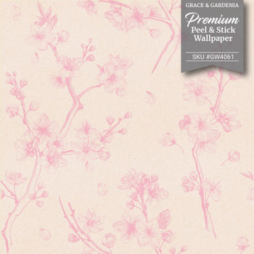 GW4061 Cherry Blossoms Peel & Stick Wallpaper Roll 20.5 inch Wide x 18 ft. Long
