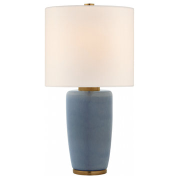 Chado Table Lamp, 1-Light, Polar Blue Crackle, Linen Shade, 31.25"H