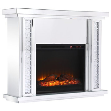 Bowery Hill 47.5" Sparkling Mirrored Faux Log Fireplace Mantle