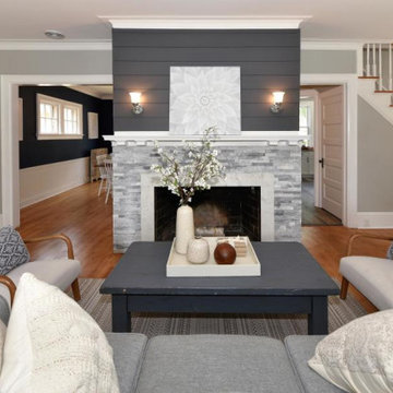 Craftsman Living Area with Statement Fireplace