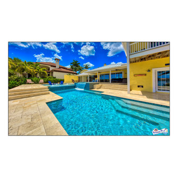 Bennett Nokomis, FL Custom Court Yard Swimming Pool & Spa With Raise Beach Area.
