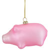 4" Pink Pig Glass Christmas Ornament