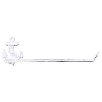 Whitewashed Cast Iron Anchor Wall Mounted Paper Towel Holder 17''
