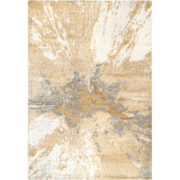 nuLOOM Contemporary Abstract Cyn Area Rug, Gold, 6'7"x9'