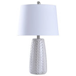 StyleCraft Home Collection - Shannon Table Lamp, Off White, Oatmeal - You can perk up your living room with the eclectic design of the Shannon table lamp. It is made from ceramic that is off-white and comes with a slight discoloration. This complex coloring is complemented wonderfully with the round, hardback shade that features a white liner.