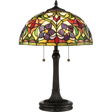 Floral Tiffany 2 Light Table Lamp - Tiffany Floral Table Light - Tiffany-Table